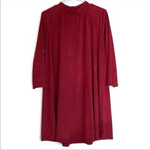 Christian Caliendo burgundy red suede dress